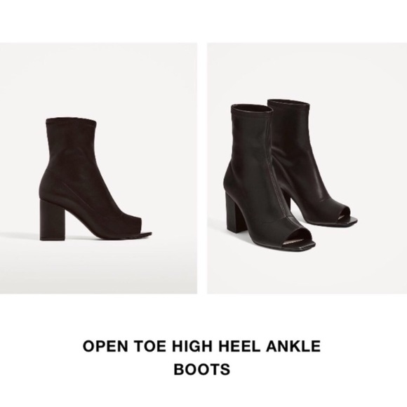 Zara NEVER WORN Black Open Toe Boots - Picture 3 of 7